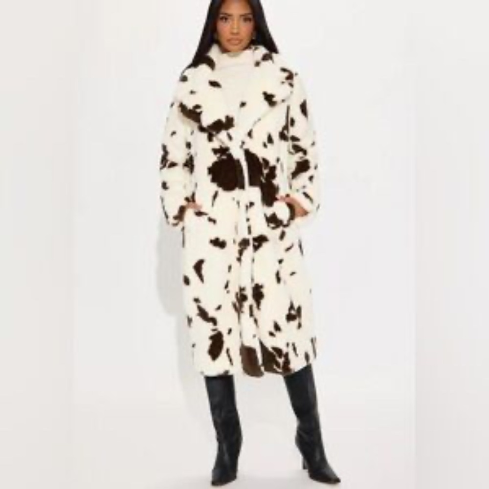 Stoosh cowboy cow print fur Jacket XL worn once In excellent condition